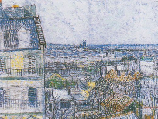 View over the historic center of Paris from rue Lepic by Vincent van Gogh, 1887 - private collection View over the historic center of Paris, 1887